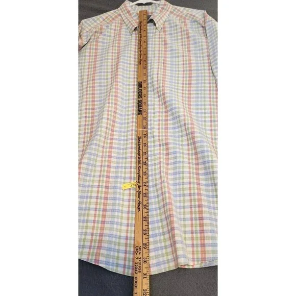 Talbots Mens Dress Shirt Sz L Long Sleeve Button Up Blue Red Green Plaid - Picture 4 of 9